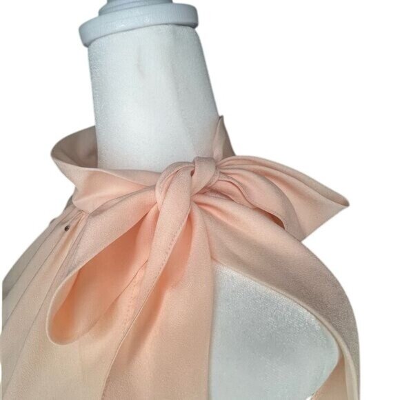 New York & Company Peach Sleeveless Embellished Bow Tie Blouse Medium - Picture 11 of 14